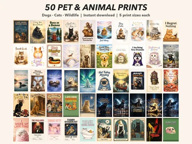 50 Pet Wall Art Bundle printable wall art preview